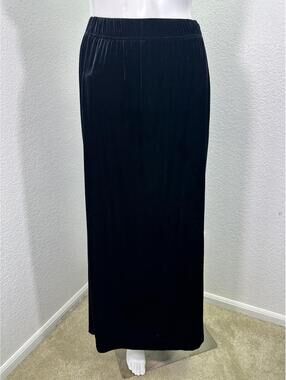 VTG Sz M Bentley Black Velvet Maxi Skirt Goth Classic Evening Officecore